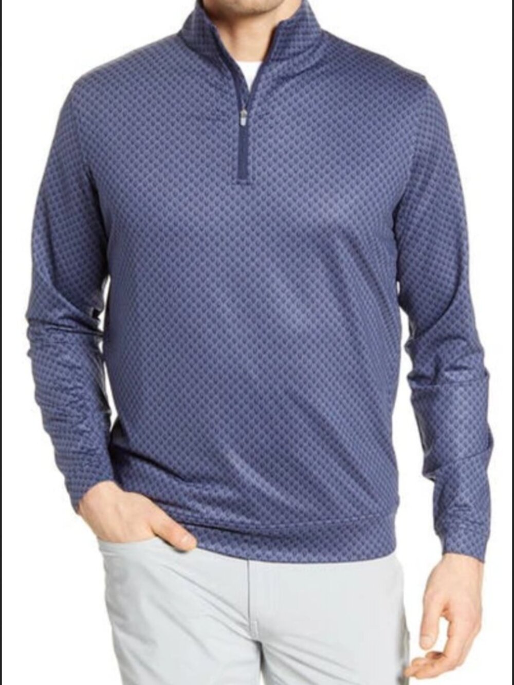 Peter Millar Perth Skull Print Quarter Zip Performance Pullover Blue Large